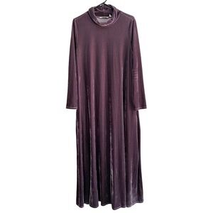 Soft Surroundings Plum Purple Velvet Cowl Neck Maxi Dress Long Sleeve 2EZ97 L